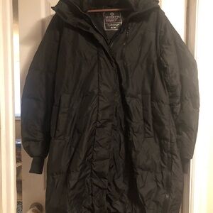 Mondetta Black Puffer Jacket with Hood and Long Length